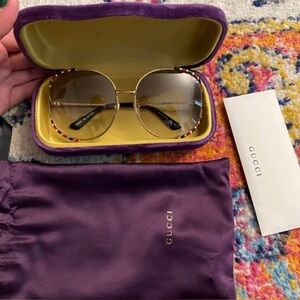 Gucci Gold Frame Gradient Lens Sunglasses